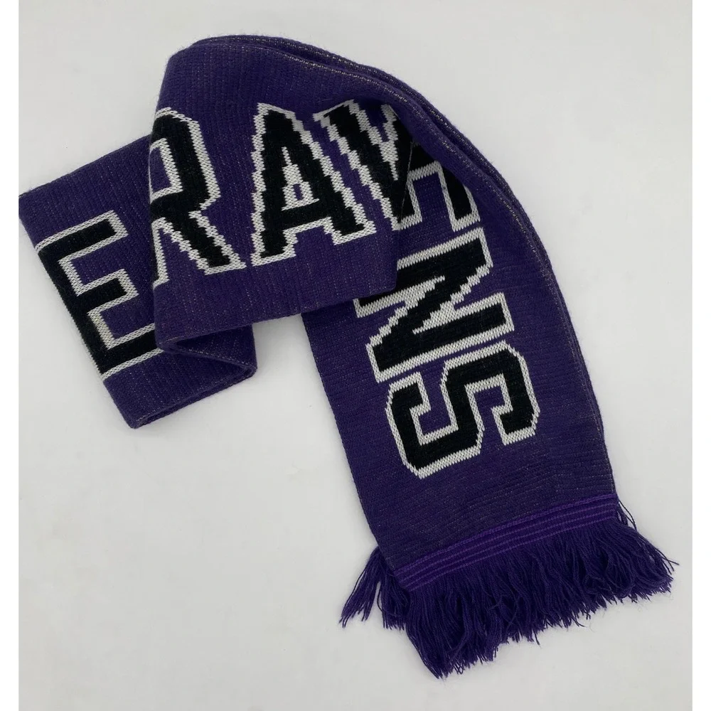 NFL Team Apparel Baltimore Ravens Youth Knit Scarf Purple Black‎ White Fringed